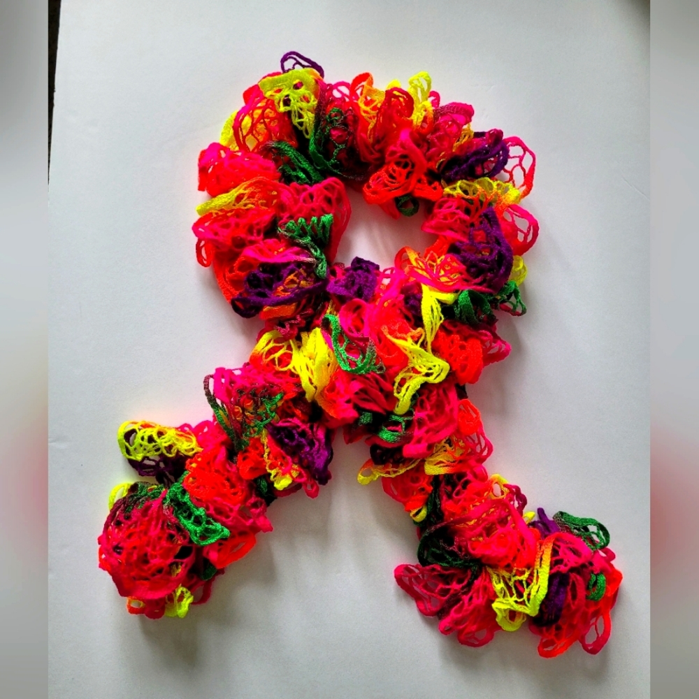 Handmade Ruffle Sashay Multi Color Scarf 42in